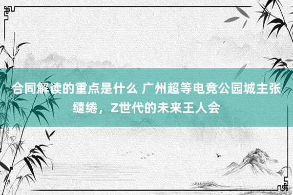 合同解读的重点是什么 广州超等电竞公园城主张缱绻，Z世代的未来王人会