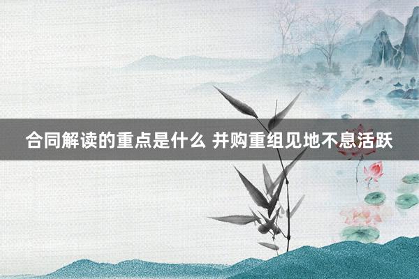 合同解读的重点是什么 并购重组见地不息活跃