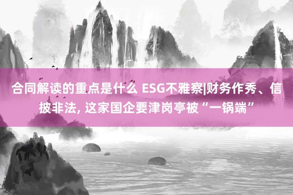 合同解读的重点是什么 ESG不雅察|财务作秀、信披非法, 这家国企要津岗亭被“一锅端”