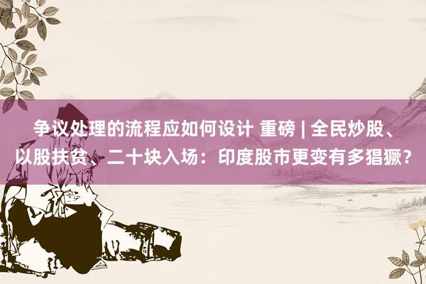 争议处理的流程应如何设计 重磅 | 全民炒股、以股扶贫、二十块入场：印度股市更变有多猖獗？