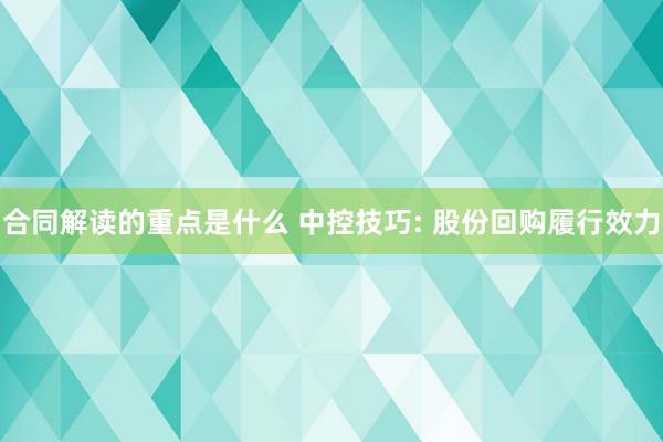 合同解读的重点是什么 中控技巧: 股份回购履行效力