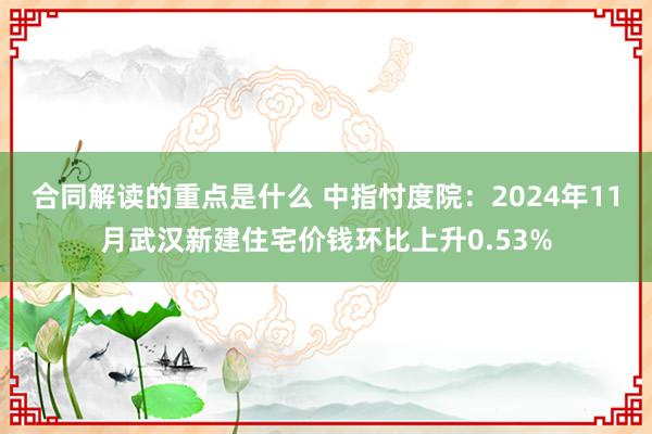 合同解读的重点是什么 中指忖度院：2024年11月武汉新建住宅价钱环比上升0.53%