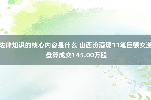 法律知识的核心内容是什么 山西汾酒现11笔巨额交游 盘算成交145.00万股