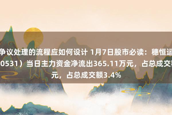 争议处理的流程应如何设计 1月7日股市必读：穗恒运Ａ（000531）当日主力资金净流出365.11万元，占总成交额3.4%