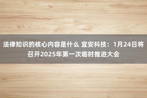 法律知识的核心内容是什么 宜安科技：1月24日将召开2025