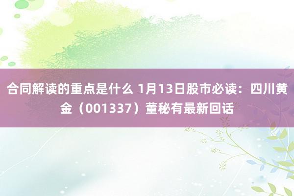 合同解读的重点是什么 1月13日股市必读：四川黄金（001337）董秘有最新回话