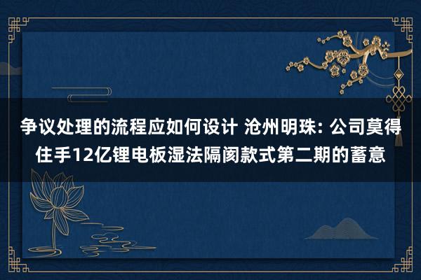 争议处理的流程应如何设计 沧州明珠: 公司莫得住手12亿锂电板湿法隔阂款式第二期的蓄意