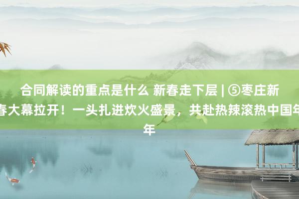 合同解读的重点是什么 新春走下层 | ⑤枣庄新春大幕拉开！一头扎进炊火盛景，共赴热辣滚热中国年