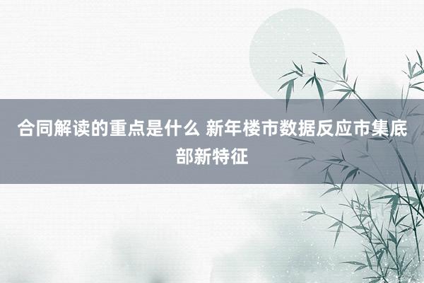 合同解读的重点是什么 新年楼市数据反应市集底部新特征