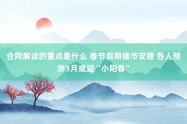 合同解读的重点是什么 春节假期楼市安稳 各人预测3月或迎“小阳春”