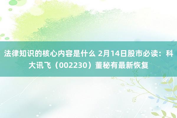 法律知识的核心内容是什么 2月14日股市必读：科大讯飞（002230）董秘有最新恢复